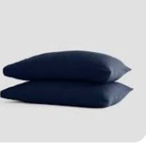 Quince Navy European Linen King Size Pillow Covers New